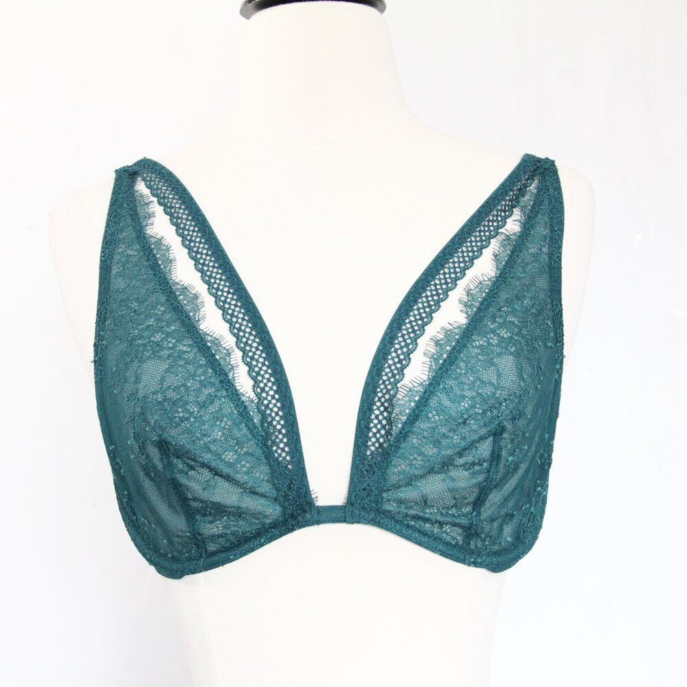 Victoria's Secret Very Sexy Unlined Plunge Bra 34D Women Sheer Lace VS